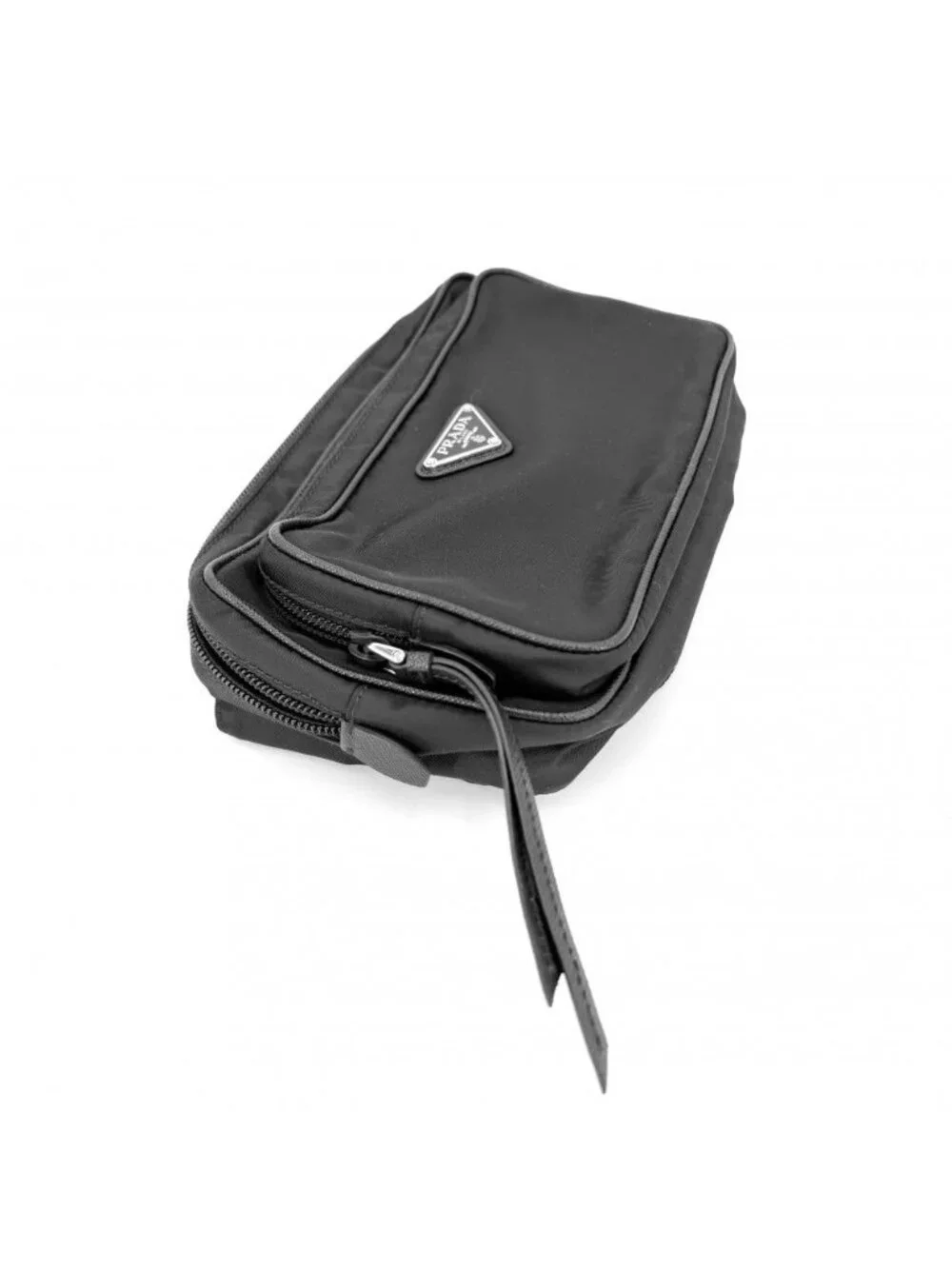 Prada Belt Bag Triangle Logo Bag Nylon Black Silver